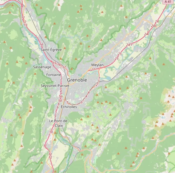 Carte de la zone d'intervention d'Air Eco Clim : Grenoble et son agglomération